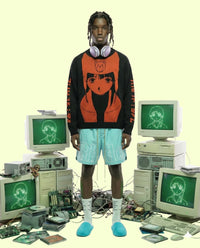 Knitted crew neck sweater