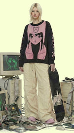 Knitted crew neck sweater