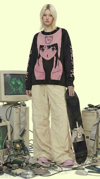 Knitted crew neck sweater